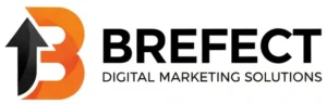 Brefect logo featuring a modern orange abstract icon and bold black text representing a freelance digital marketing solutions Freelance